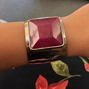 NWT LOFT Red Stone Bangle Bracelet